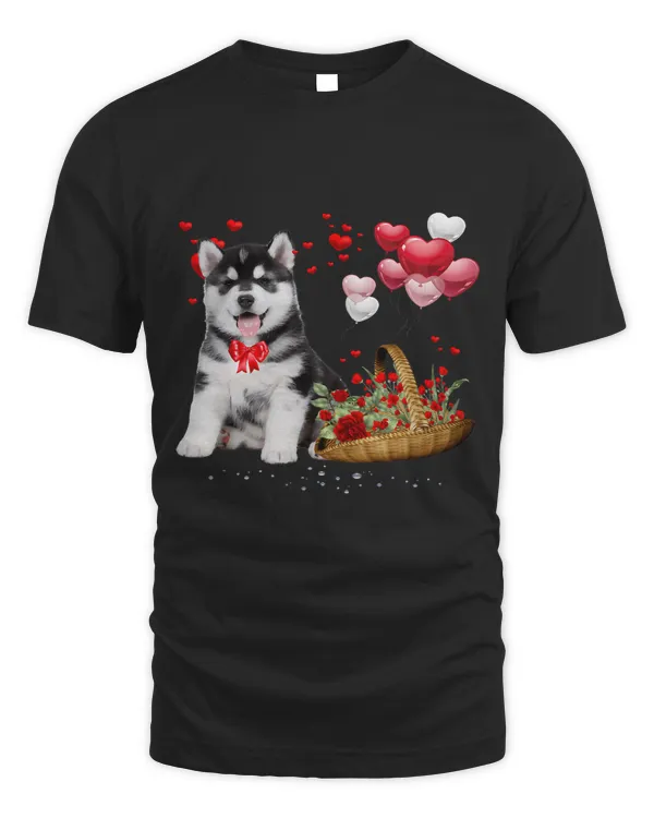 Cute Siberian Husky Balloon Heart Valentines Day Valentine