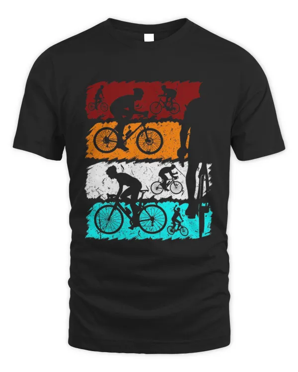 Retro Cycling Silhouette Stripes T-Shirt
