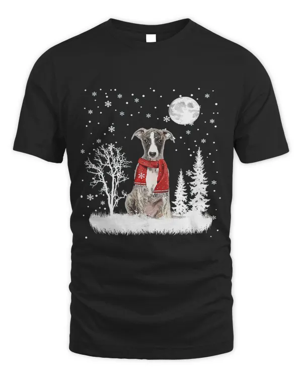 Whippet Under Moonlight Snow Christmas Pajama 313