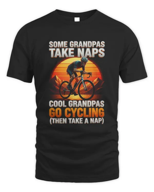 Cool Grandpas Go Cycling Funny Sunset T-Shirt