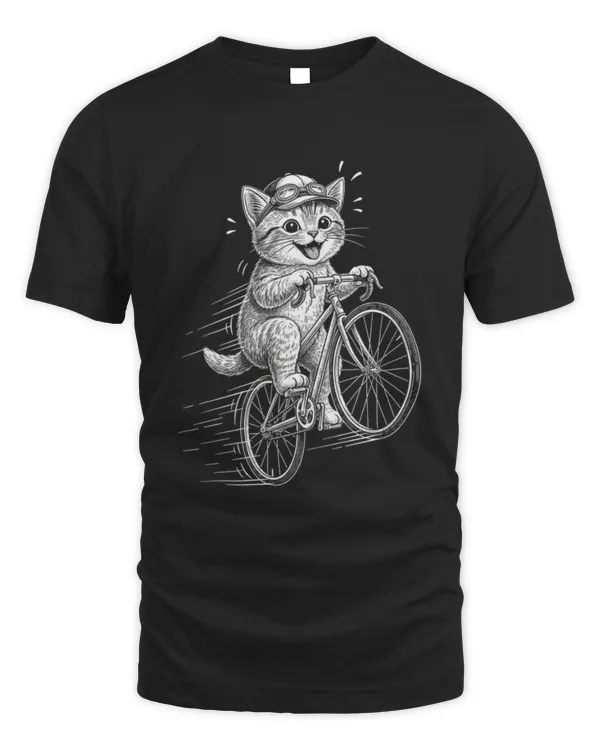 Cute Cat Riding A Bicycle T-Shirt