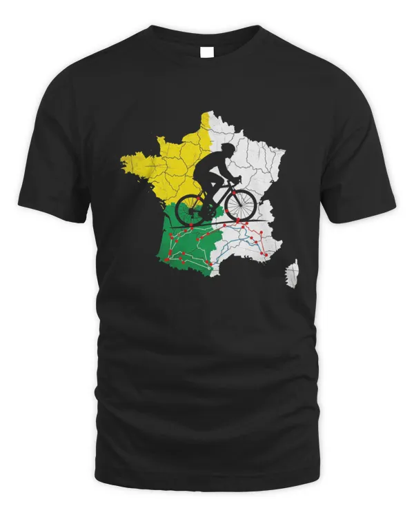 France Map Cycling Route Tour De France T-Shirt
