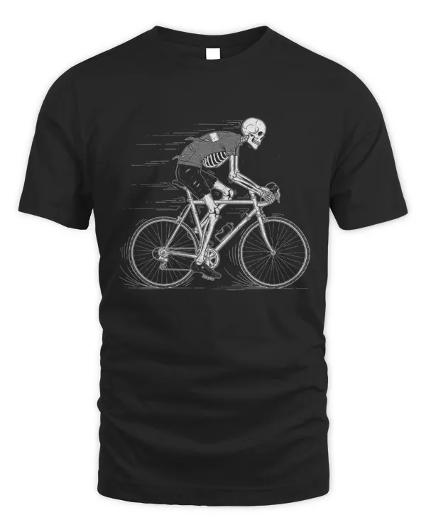 Skeleton Cyclist Riding Bike Halloween T-Shirt