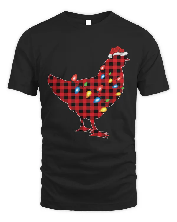 Chicken Red Buffalo Plaid Santa Hat Chicken Christmas Pajama 14 Hen Chick