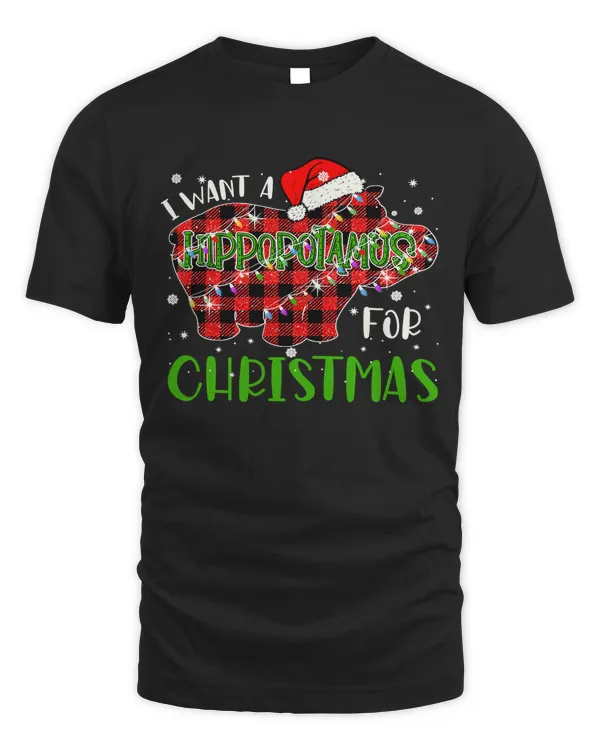 Hippopotamus I Want A Hippopotamus For Christmas Buffalo Plaid Pajamas 121 Hippo