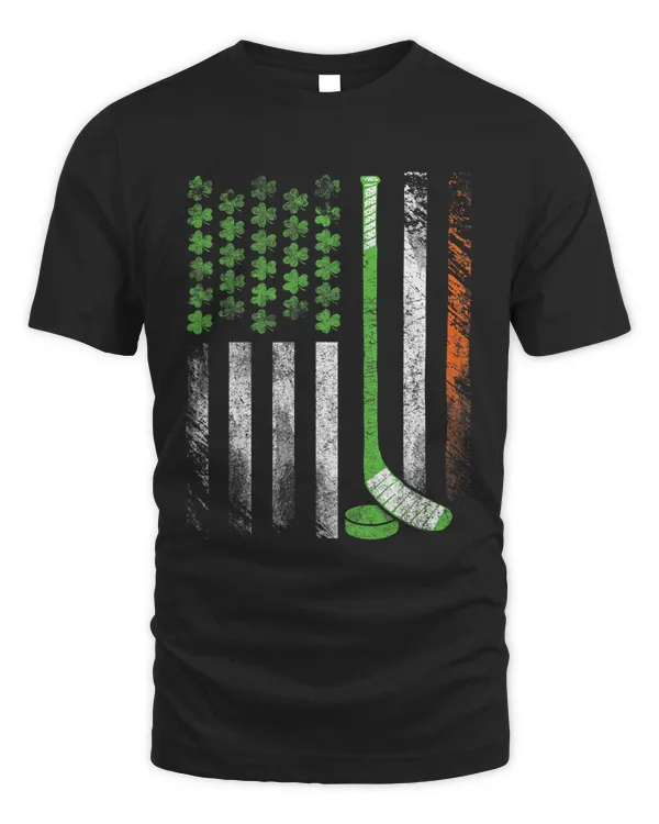Shamrock Irish American Flag Ice Hockey StPatricks Day