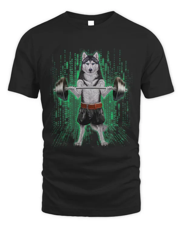 Siberian Husky Dog Weightlifting in Cyber Fitness Gym