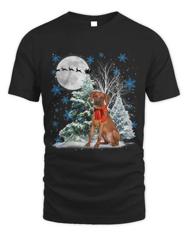 Rhodesian Ridgeback Under Moonlight Snow Christmas Pajama 111