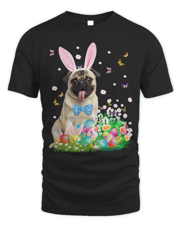 Happy Easter Cute Bunny Dog Pug Eggs Basket Funny Gifts