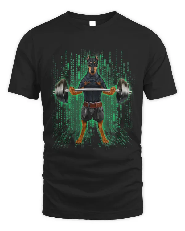 Doberman Dog Weightlifting in Cyber Fitness Gym
