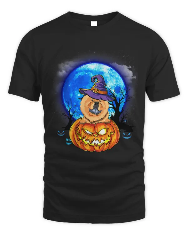 Chow Chow Witch Hat Pumpkin Scary Halloween Dog Lovers