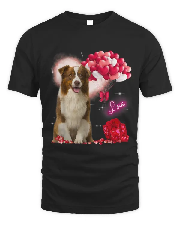 Cute Border Collie Balloon Heart Valentines Day Valentine