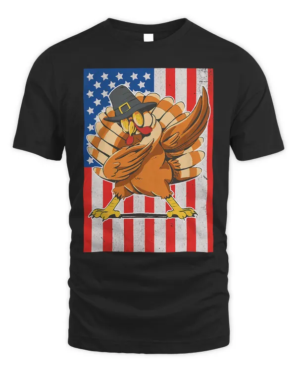 Thanksgiving Dabbing Turkey Kids and Adults American Flag