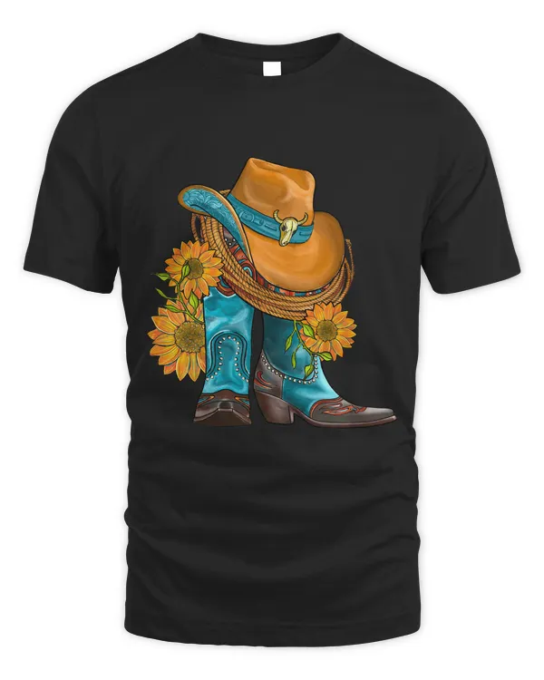 Western Hat And Cowboy Boots With Sunflowers Cowgirl