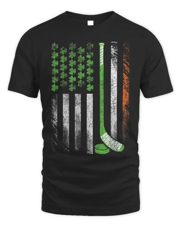 Shamrock Irish American Flag Ice Hockey StPatricks Day