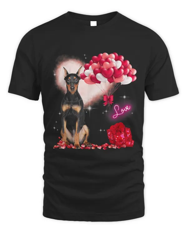 Cute German Pinscher Balloon Heart Valentines Day Valentine