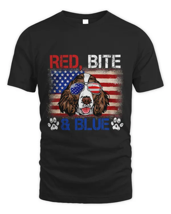 red bite blue dog 4th of july english springer spaniel 106