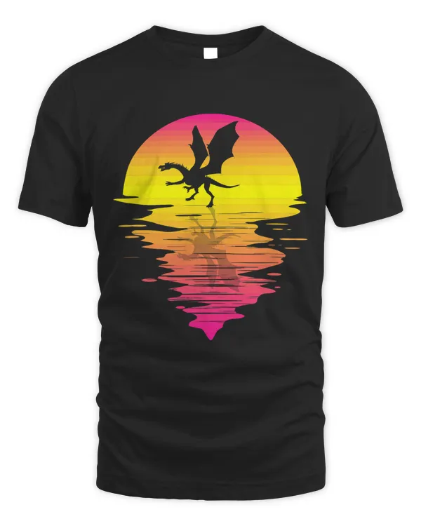 Dragon Retro Pink 80s Vintage Retro Sunset Dragon