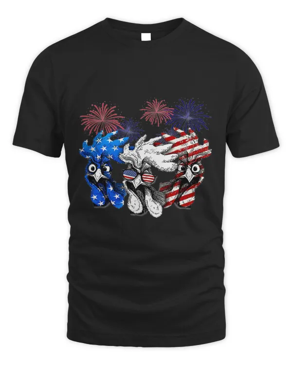 3 Chicken Firework American Flag