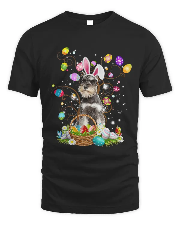 Cute GREY Miniature Schnauzer Egg Shirt Easter Day Dog Dad