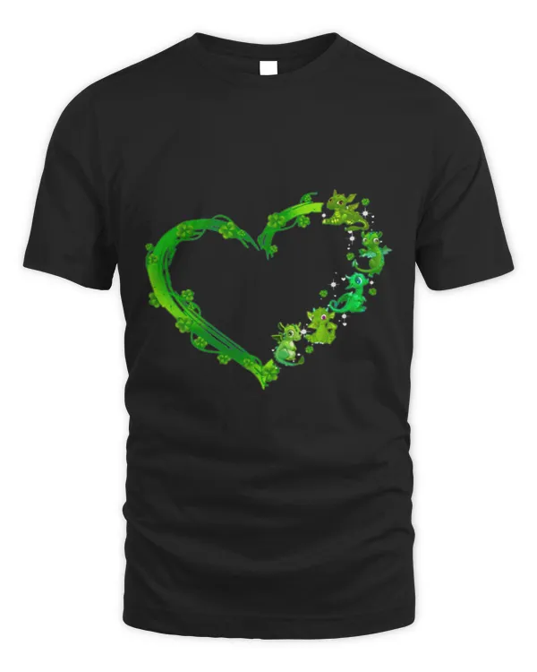 Cute Dragons Heart Clover St. Patricks Day