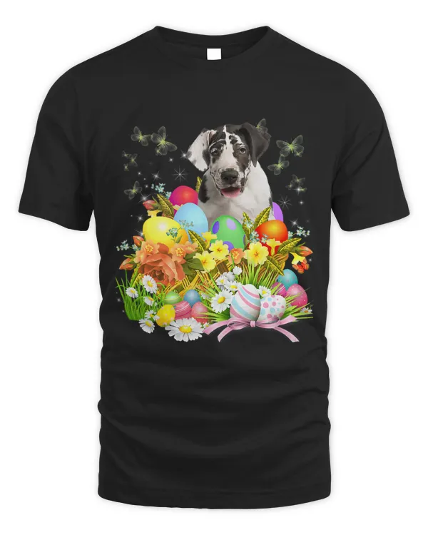 Great Dane Bunny Dog With Easter Eggs Basket Cool