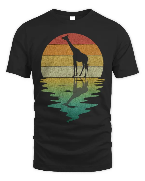 Giraffe Silhouette Sunset Retro Vintage 70s Nature Lover