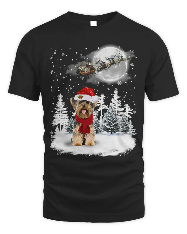 Yorkshire Terrier Dog Under Moonlight Snow Christmas Pajama 320