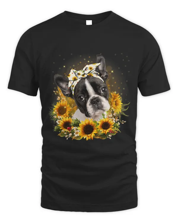 Sunflower Boston Terrier Dog Mothers Day For Women