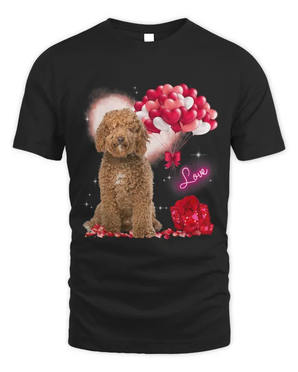 Cute Labradoodle Balloon Heart Valentines Day Valentine