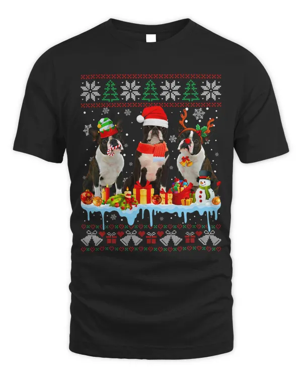 Ugly Christmas Boston Terrier Dog Santa Xmas Dog Costume 9