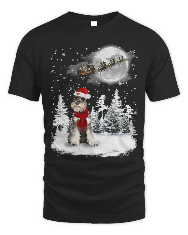 Schnauzer Dog Under Moonlight Snow Christmas Pajama 5