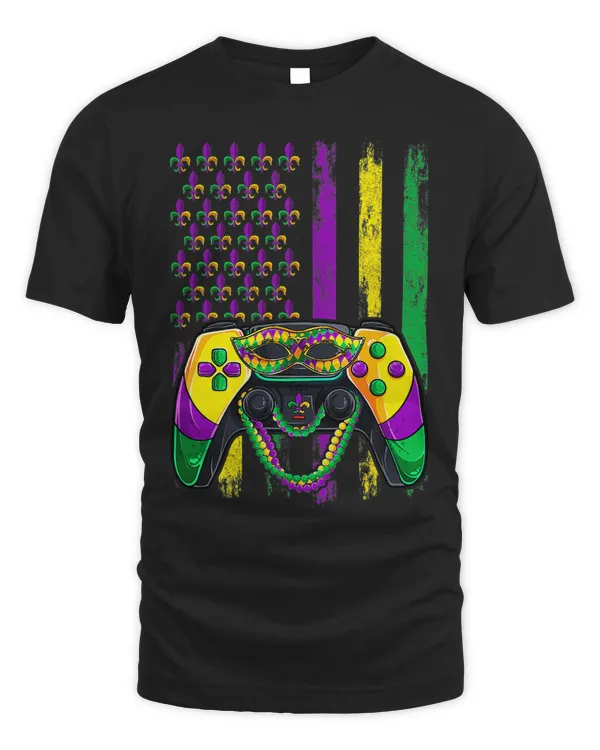 Video Game Flag Beads Kids Mardi Gras Shirts Gamer Boys Men 327