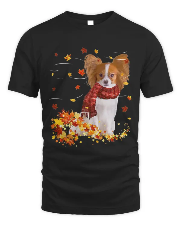 Papillon Fall Scarf Dogs Autumn Leaves 103