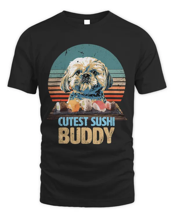 Funnycute Shih Tzu loves eating sushi at Christmas