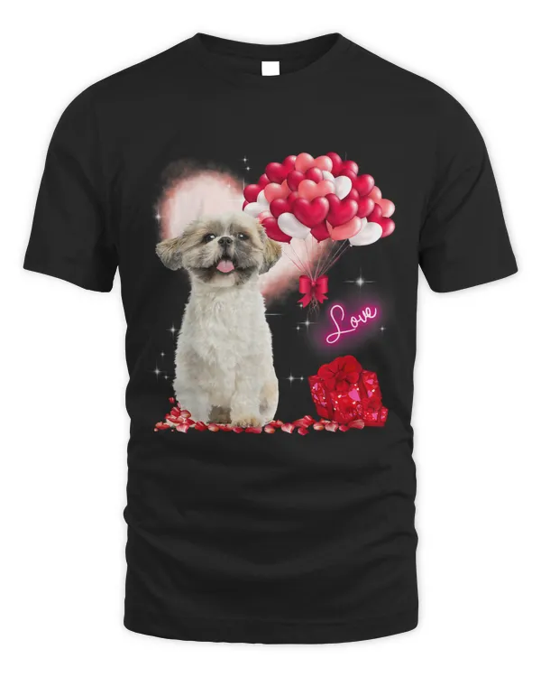 Cute Shih Tzu Balloon Heart Valentines Day Valentine