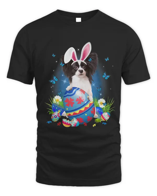 Bunny Papillon With Egg Basket Easter Flower Hunting Egg