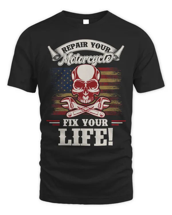 US Flag Motorcyclist Mechanic FixIt Bike Repair