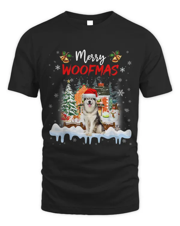Merry Woofmas Alaskan Malamute Christmas Tree Dog Lover Xmas 107