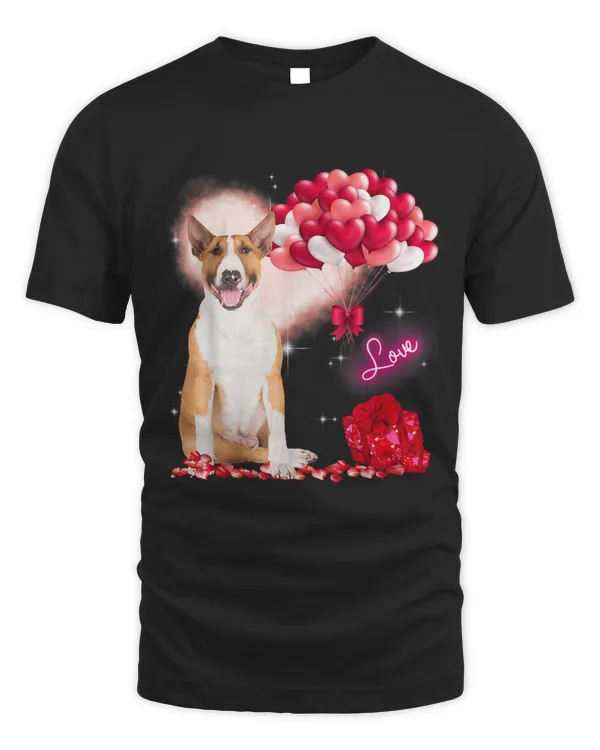 Cute Bull Terrier Balloon Heart Valentines Day Valentine