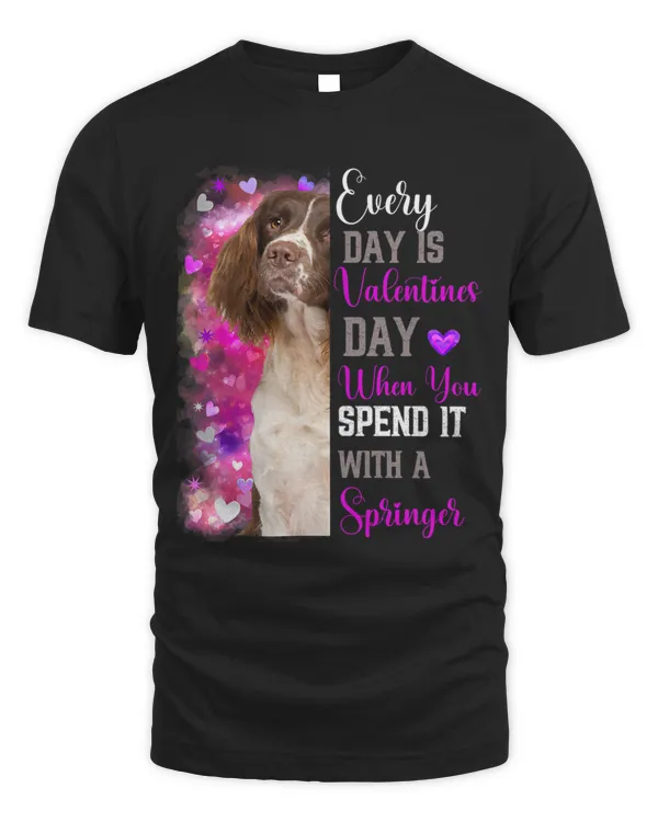 Womens Springer Spaniel Mom Funny Valentines Day Dog Lovers Pink