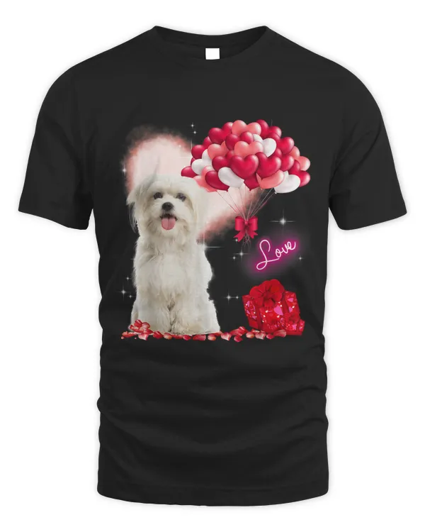 Cute Maltese Balloon Heart Valentines Day Valentine