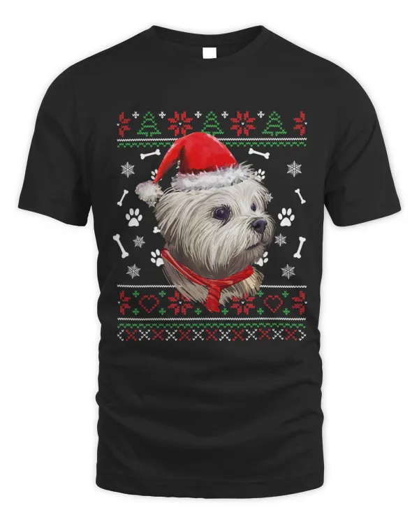 Ugly Sweater Christmas Lowchen Dog Santa Hat Pajama Xmas