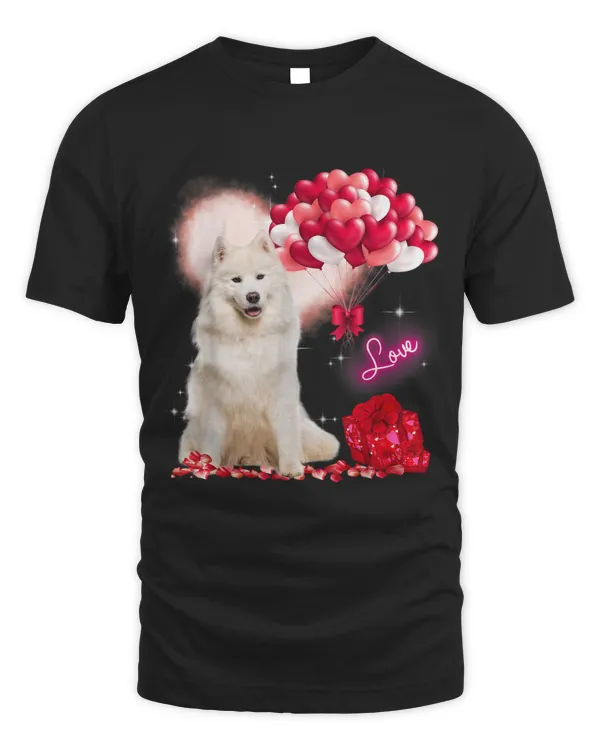 Cute Samoyed Balloon Heart Valentines Day Valentine