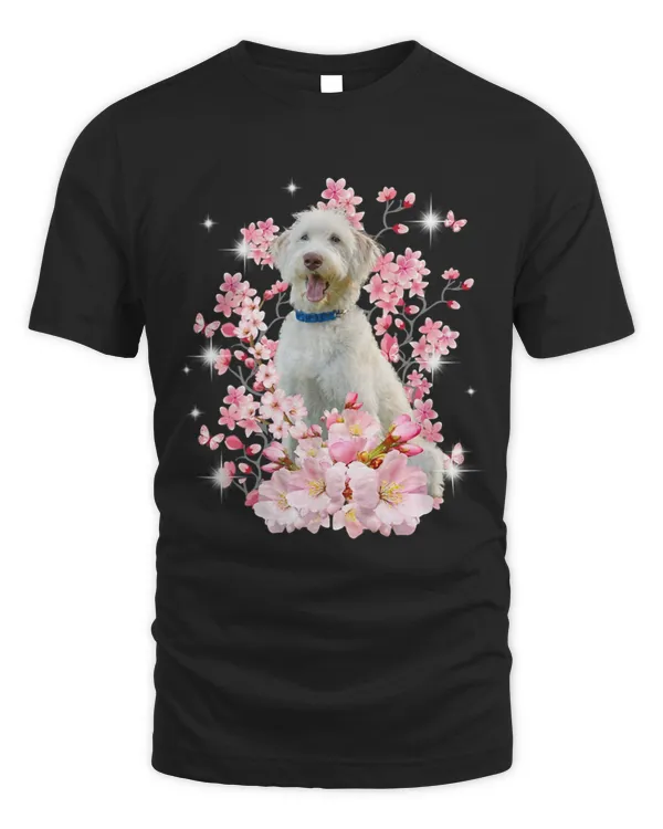 Cherry Blossom Labradoodle Dog Flowers Floral Labradoodle