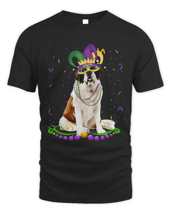 Saint Bernard Wearing Carnival Mask Mardi Gras Dogs Lover