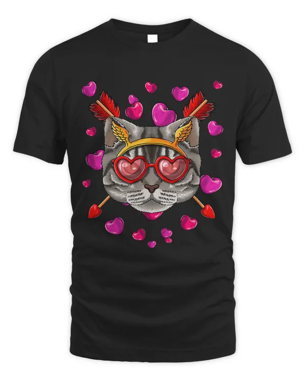 American Shorthair Valentines Day Heart Glasses Love Arrows