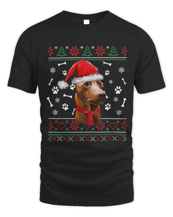 Ugly Sweater Christmas Pharaoh Hound Santa Hat Pajama Xmas