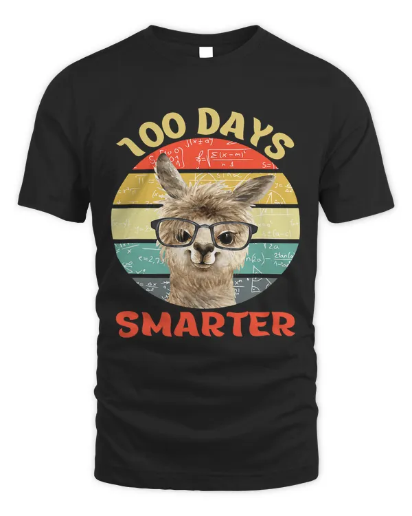 100 Days Smarter 100 Day Of School Llama Alpaca Math Nerd