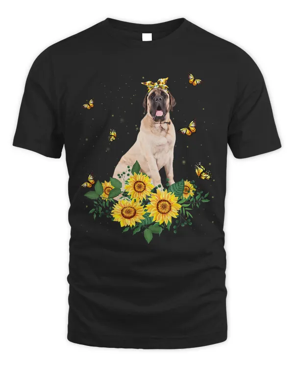 Girls Women Mom English Mastiff Dog Sunflower